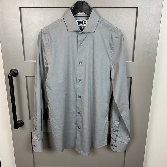 Express 1MX Gray Button Down - Picture 1 of 3